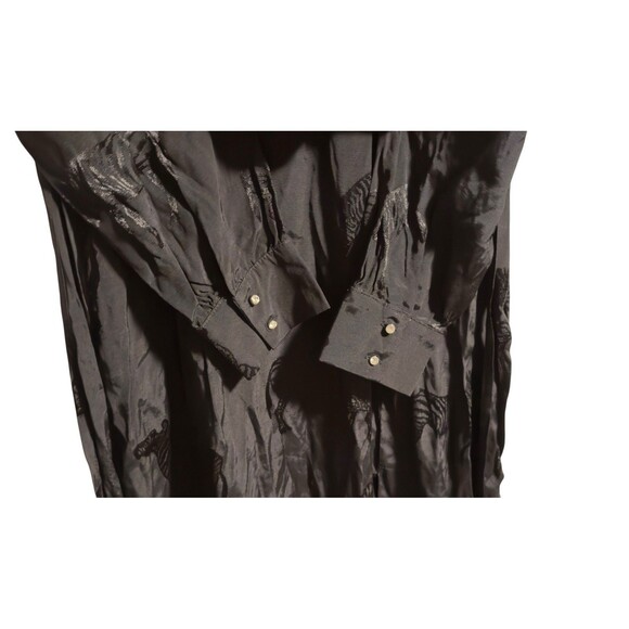 ZARA Black Zebra Print Diamonte Button Thigh Split Midi Dress Size L NWT - Picture 9 of 16